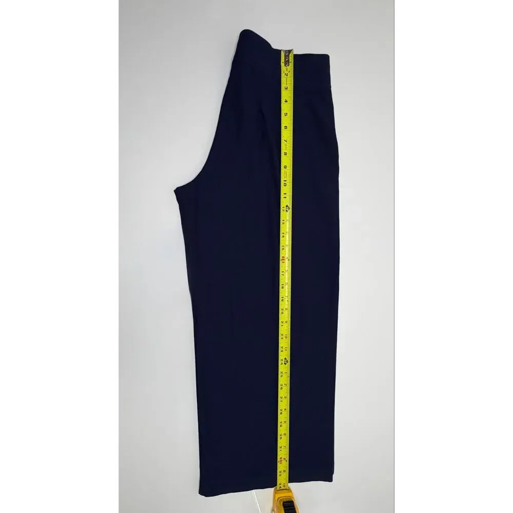 Eileen Fisher Woman Pants Size M RN78121/CA#34460 Navy Pull on Wide Cropped
